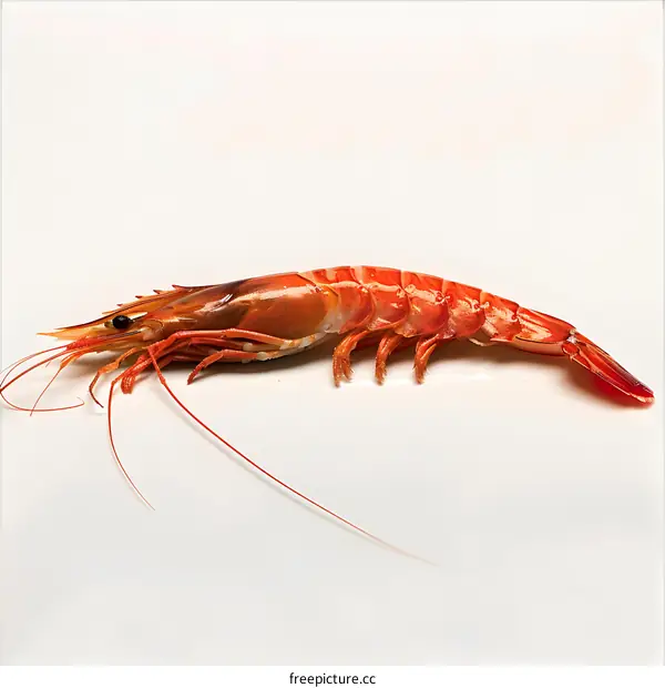 A red shrimp isolated on a white background