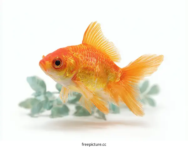 Vibrant Orange and Yellow Goldfish Swimming in Clear Water