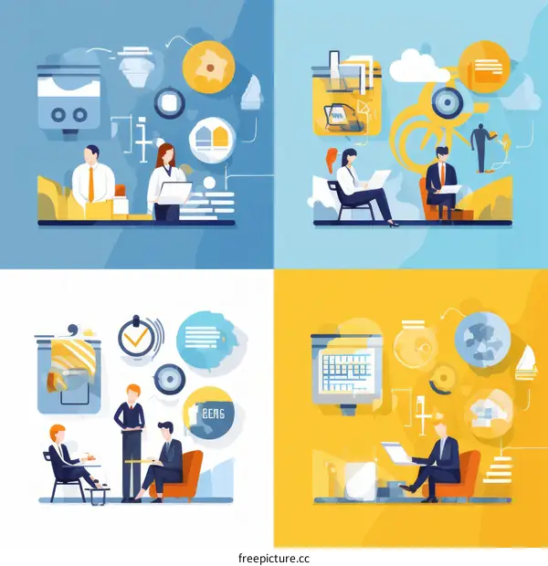 Illustration of people working in an office