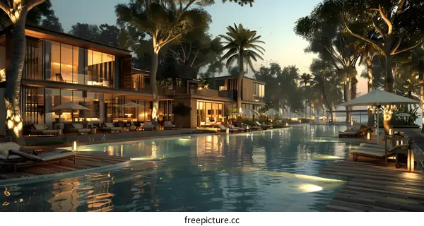 A luxury resort on a tropical island