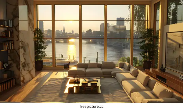 Modern living room with a view