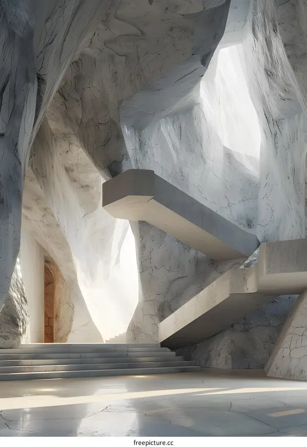 Futuristic concrete interior of the building