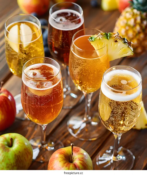 Sparkling Apple Cider with Pineapple and Apples
