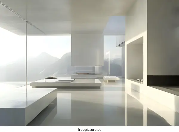 Minimalist Modern Home Interior Design With Mountain View
