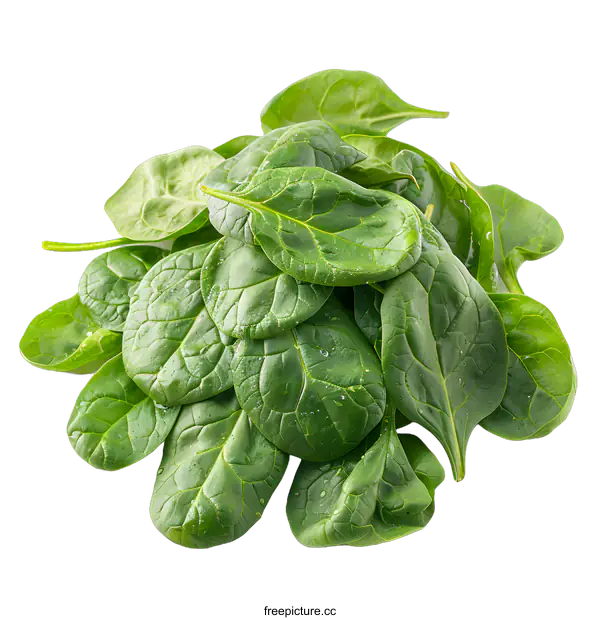 [Transparent Background PNG]Fresh green spinach leaves on white background