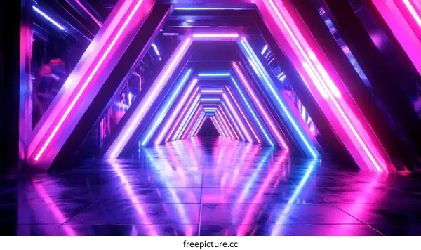 Neon Tunnel Corridor Abstract Interior Design