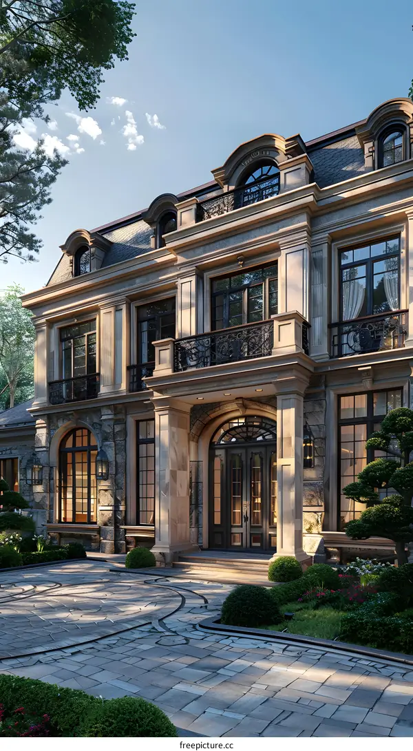 European style villa with beautiful yard