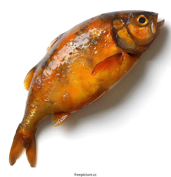 A large orange fish on a white background