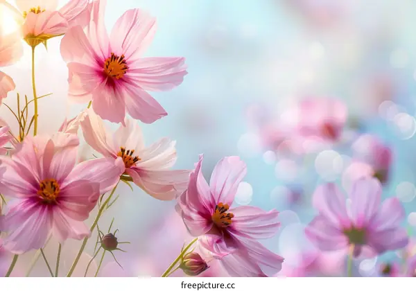 Cosmos Bloom in Colorful Field