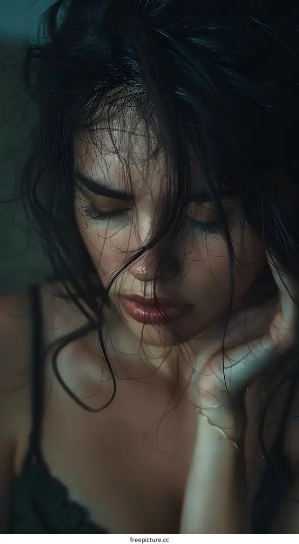 portrait of a young woman with wet hair