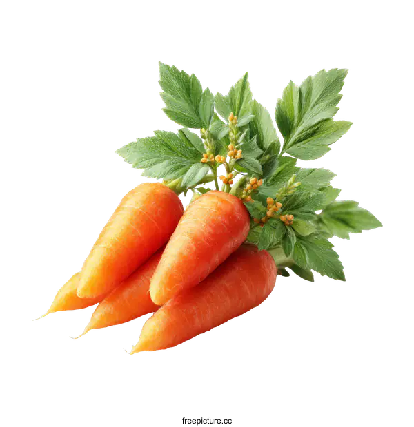 [Transparent Background PNG]Fresh Baby Carrots with Leaves and Buds