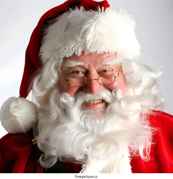 Smiling Santa Claus Wearing a Red Suit