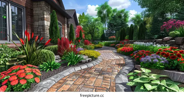 Charming Brick Garden Path and Patio