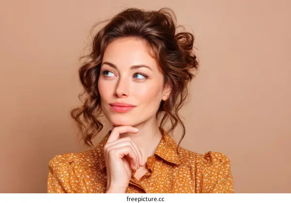 Beautiful Woman with Thoughtful Expression