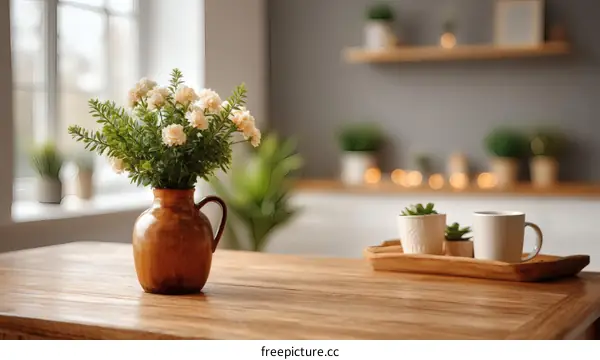 Rustic Home Decor with Flowers and Coffee