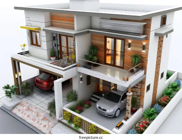 Modern Two-Story House Design with Garage