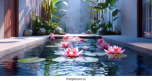 Water Lily Blossoming in the Pond