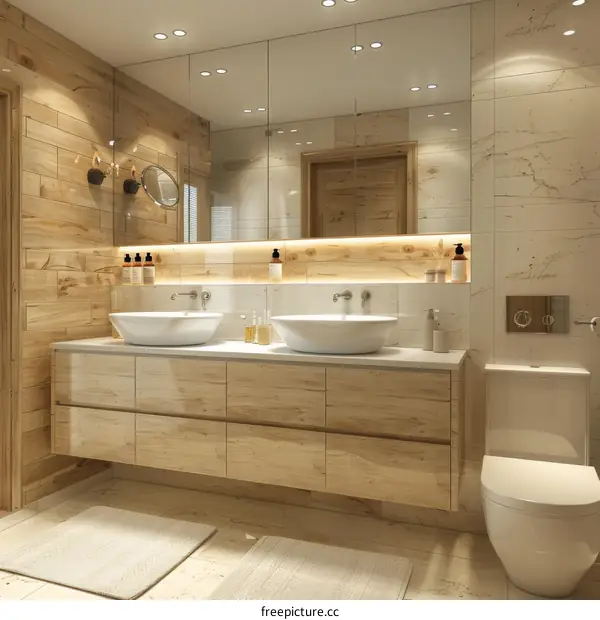 Modern Wooden Bathroom Vanity with Double Sinks