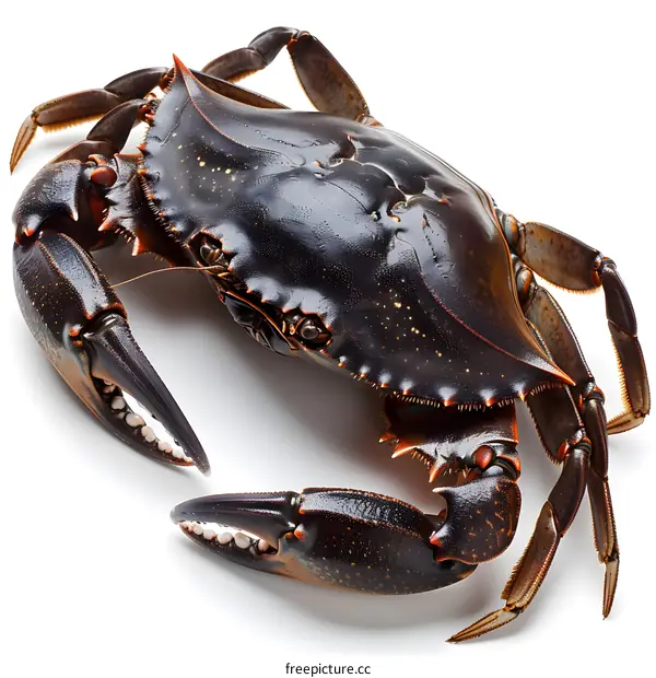 Fresh Black Crab on White Background