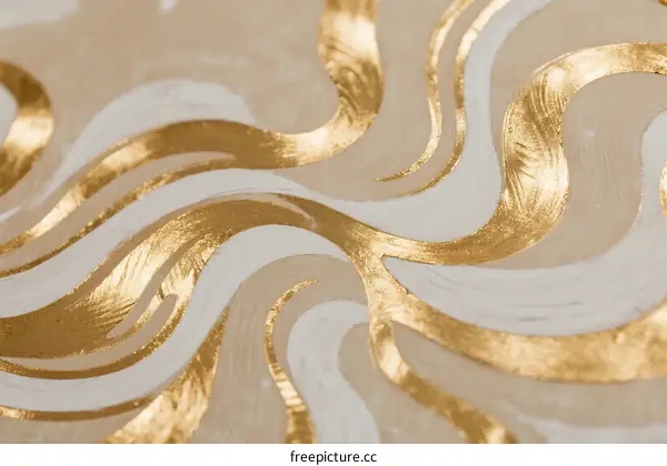 Elegant golden wave patterns on white and beige background