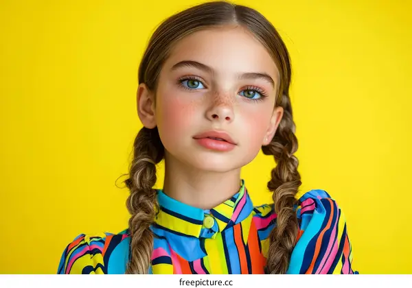 Close Up Portrait of a Girl with Colorful Fashion