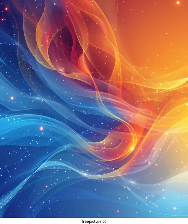 Abstract Colorful Waves and Stars