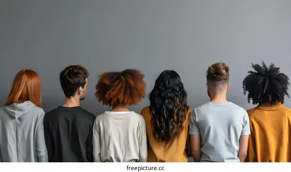 Group of Diverse People Standing Back to Back