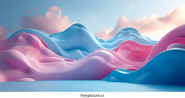 Abstract Colorful Landscape of Clouds and Mountains