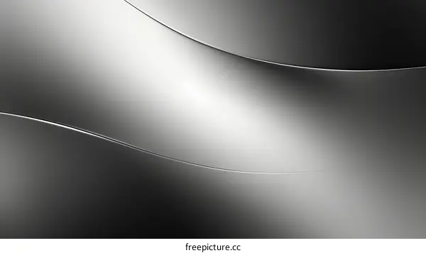 Silver metal background with smooth wavy lines