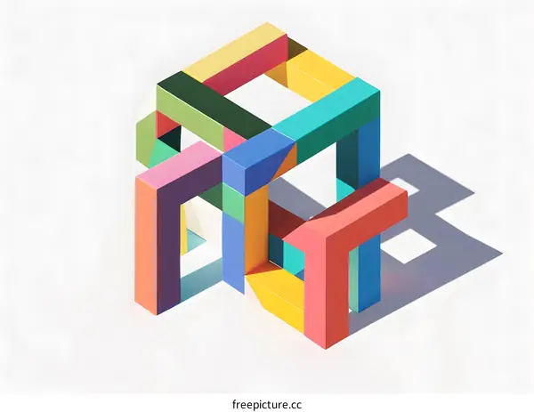 Colorful Geometric Abstract Cube Structure