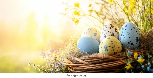 Easter Eggs in a Basket Springtime