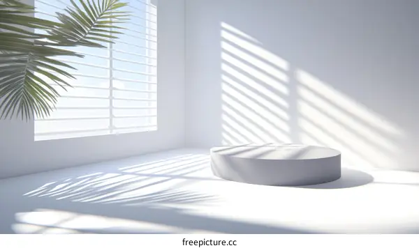 Modern Minimalist White Room with Podium