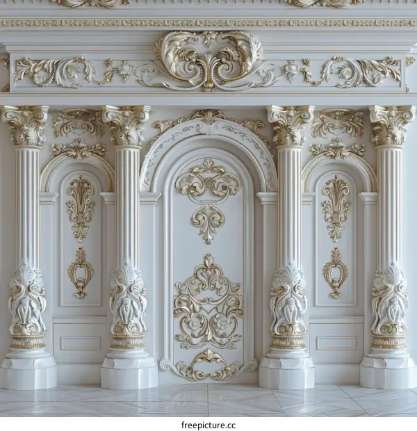 Ornate White and Gold Architectural Detail