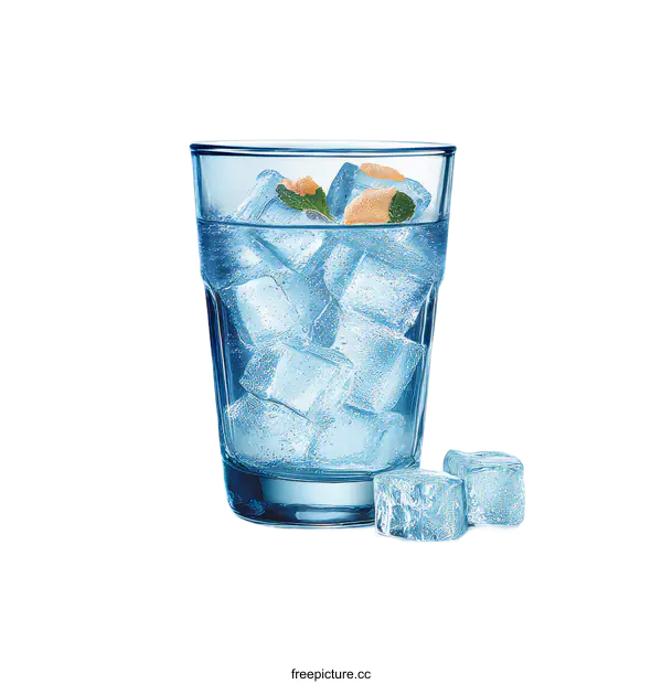 [Transparent Background PNG]Refreshing Iced Water in a Glass