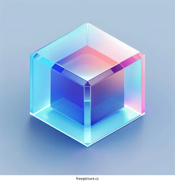 3D Illustration of a Blue and Pink Glass Cube
