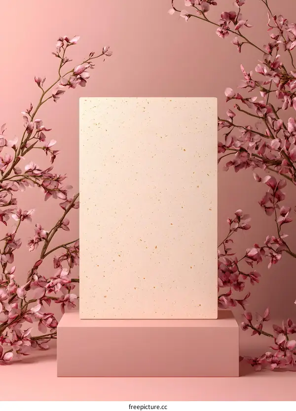 Pink Floral Background with Blank Canvas