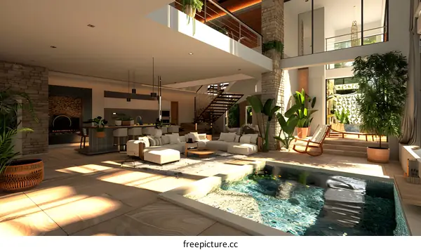Luxury Home Interior with Indoor Pool