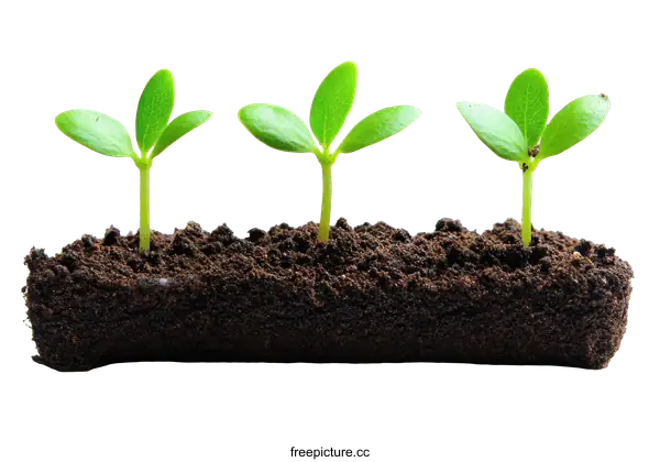[Transparent Background PNG]Three Tiny Seedlings Emerging From Soil