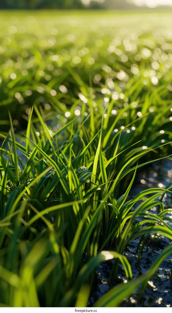 Close Up of Green Grass Blades