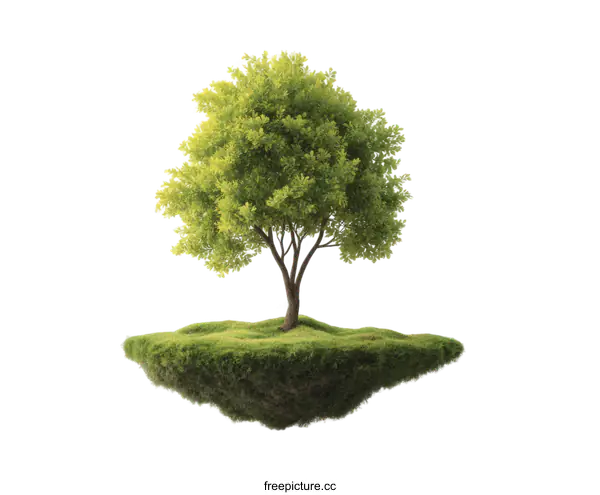 [Transparent Background PNG]Floating Island with a Green Tree