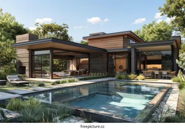Modern House Exterior With Pool