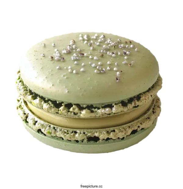 [Transparent Background PNG]Pistachio Macarons with Silver Sprinkles
