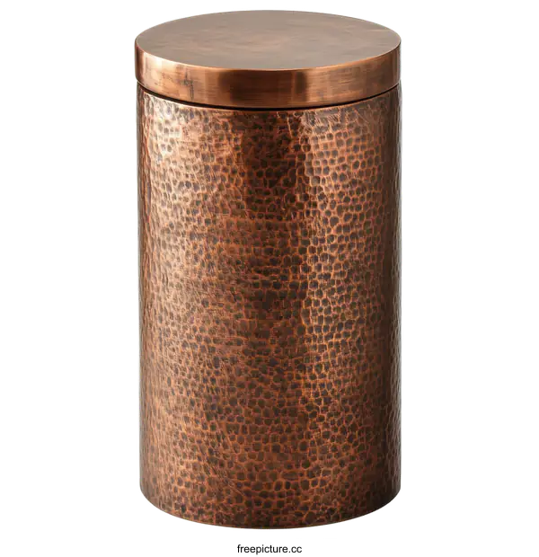 [Transparent Background PNG]Vintage Copper Storage Canister with Hammered Texture