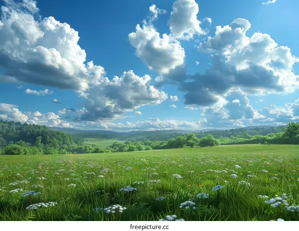 Beautiful Summer Meadow Under a Cloudy Sky
