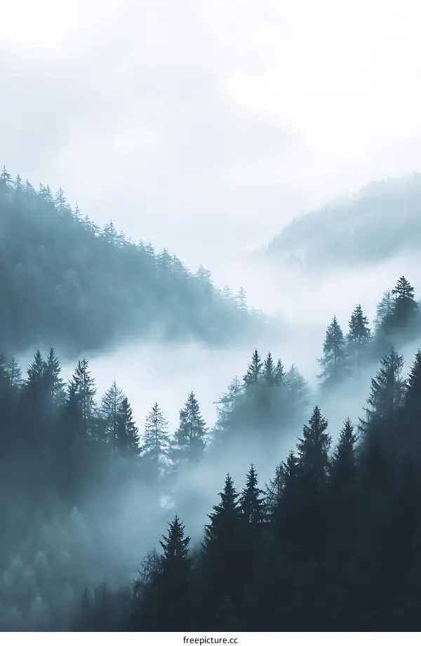 Misty Mountain Forest Landscape
