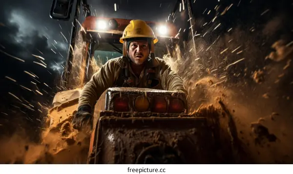 man driving tractor through sand