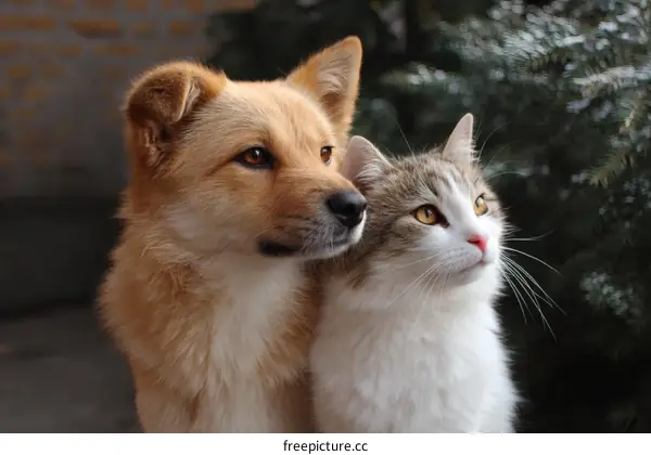 Affectionate Dog and Cat Companionship