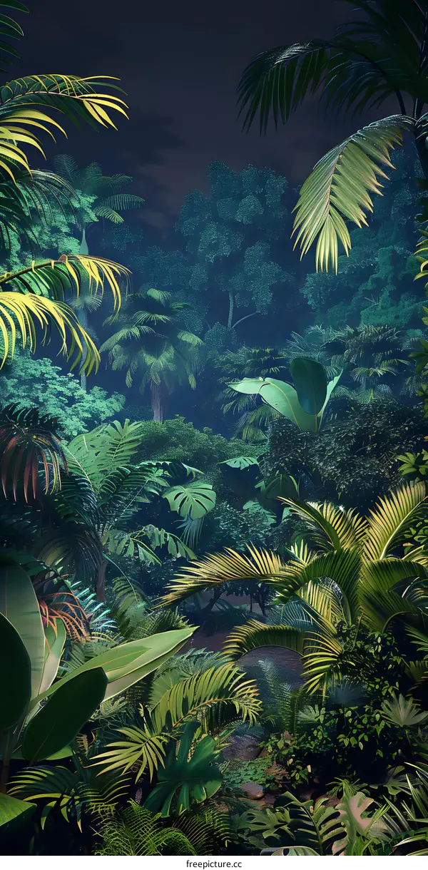 Tropical Rainforest at Night