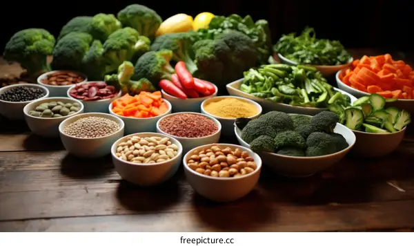 Vivid and Bountiful Assortment of Fresh Vegetables and Grains