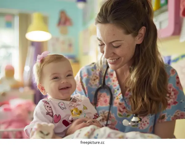 Pediatrician examining a baby
